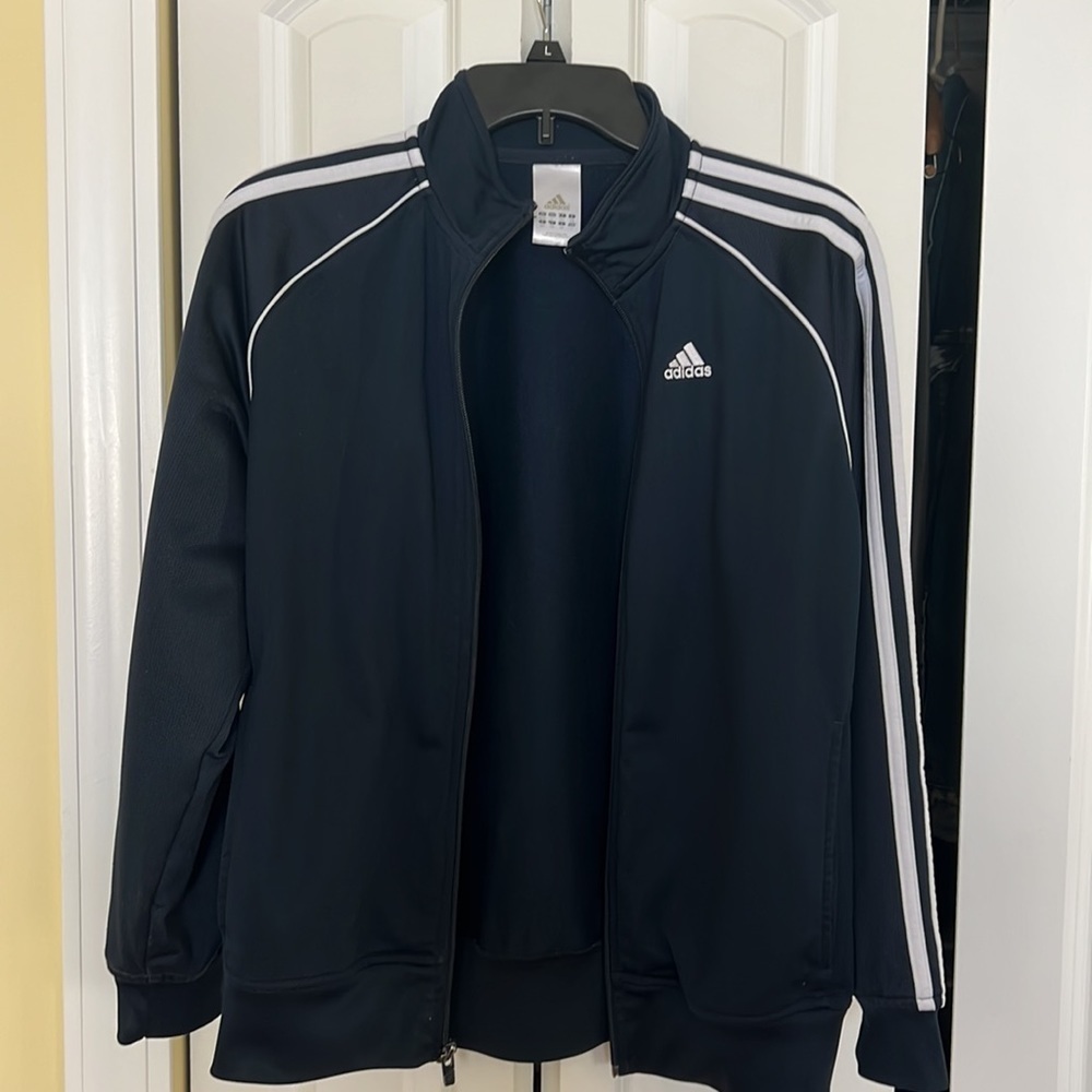 Adidas Black 3-Stripe Full Zip Track Jacket Unisex М - Picture 10 of 10